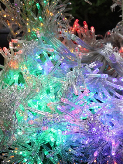 Гирлянда 480 ламп, 3х3 м, 8 режимов, Занавес, свет мультиколор, прозрачная, в помещении, сетевая, LED