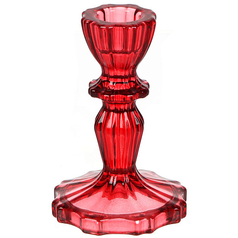 Подсвечник стекло, 1 свеча, 15.7 см, красный, Calipso, Праздник, SLB04