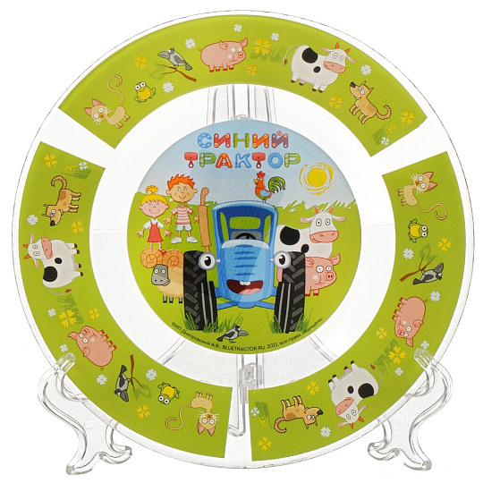 Тарелка детская стекло, Синий трактор, 19.5 см, Умка, GP64998STR