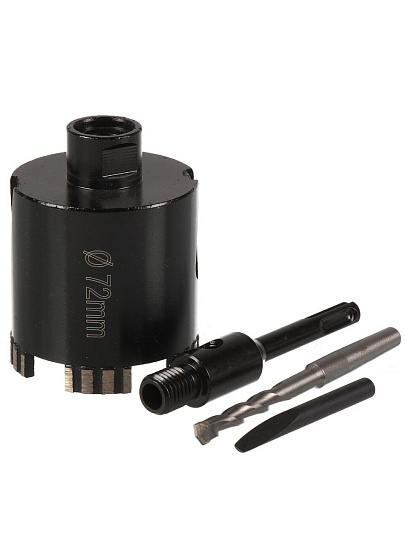 Коронка алмазная, по бетону, 72х70 мм, Росомаха, SDS-Plus, с переходником, 500072