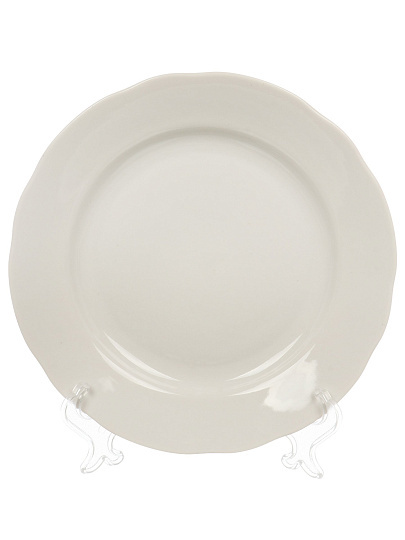 Тарелка обеденная, фарфор, 20 см, круглая, Вырезной край Белая, Дулевский фарфор, 01845