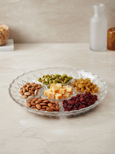 Менажница стекло, 28.5 см, 5 секций, Kaveh, Michele, PD1227GCL