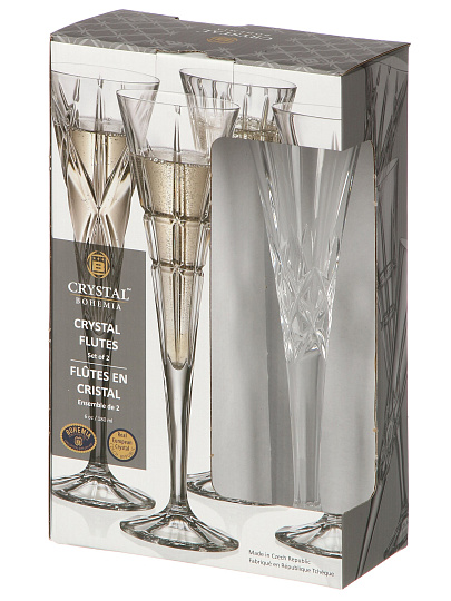 Бокал для шампанского, 160 мл, хрустальное стекло, 2 шт, Bohemia, Brixton, БПХ1110