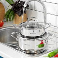 Кастрюля нержавеющая сталь, 3.6 л, с крышкой, крышка стекло, Daniks, Даллас, SD-A89-22C, индукция - фото 7