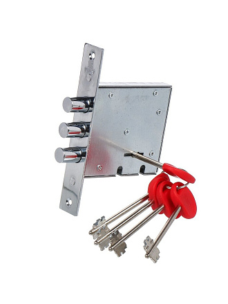 Замок врезной Булат, ЗВ8-6.60.00.3(14).08 Profi, 14 935, без ручки, сувальдный, универсальный, для металлических дверей, хром