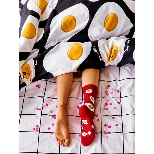 Постельное белье детское 1.5-спальное, простыня 150х214 см, 1 наволочка 70х70 см, пододеяльник 143х215 см, Crazy Getup, перкаль, Eggs 756586