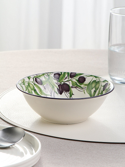 Салатник фарфор, круглый, 15х5 см, Оливки, МФК, MFK07997/MFK20502