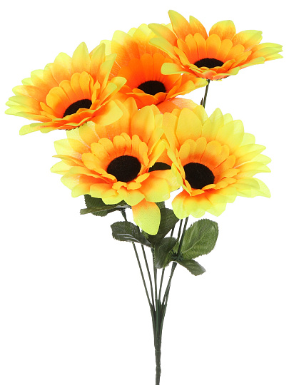 Цветок искусственный декоративный пасхальный, Подсолнух, 7 головок, 40 см, в ассортименте, FY065