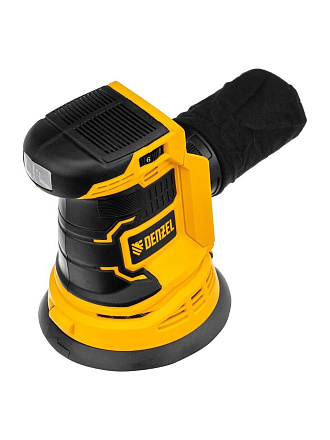 Эксцентриковая шлифовальная машина Denzel, COS-125, аккумуляторная, 10000 об/мин, 125 мм, 18 В, регулировка оборотов