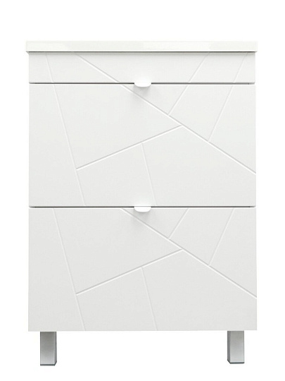 Тумба Toppus, Goffre Ice 60, 60 см, 2 ящика, под умывальник Art 60, белый soft touch, 9711.031