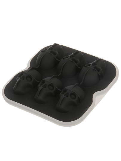 Форма для льда Strong, 13.5х13.5х5 см, силикон, 6 ячеек, черепа черные, Sirocco, SIS0005B