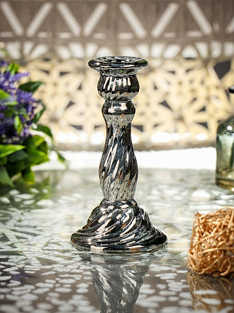 Подсвечник декоративный стекло, 1 свеча, 8х16 см, Y6-10443