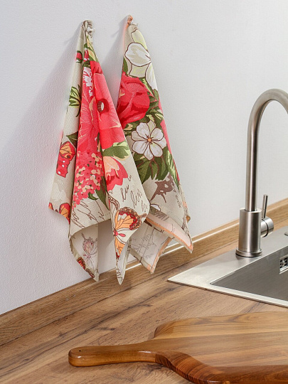 Набор полотенец кухонных 2 шт, 35х60 см, 100%хл, Textura, Винтажные розы, РФ