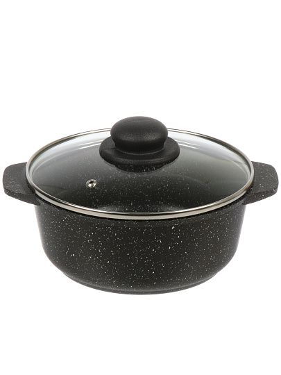 Кастрюля алюминий, антипригарное покрытие, 2 л, крышка стекло, круглая, Гурман, Fit