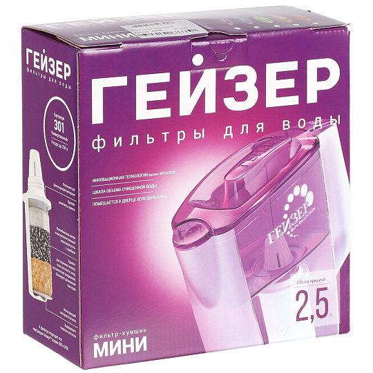 Фильтр-кувшин Гейзер, Мини, для холодной воды, 1 ступ, 2.5 л, синий, 62046