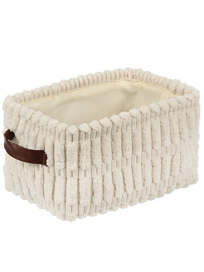 Корзина для хранения, 23х15х13 см, прямоугольная, фланель, белая, A190003