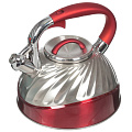 Чайник нержавеющая сталь, 3 л, со свистком, зеркальный, ручка с силиконовым покрытием, Daniks, индукция, в ассортименте, MSY-017/MSY-A017