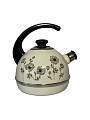 Чайник сталь, эмалированное покрытие, 3.5 л, со свистком, ручка консольная, Рубин, Черная космея, белый, T04/35/03/41 - фото 4