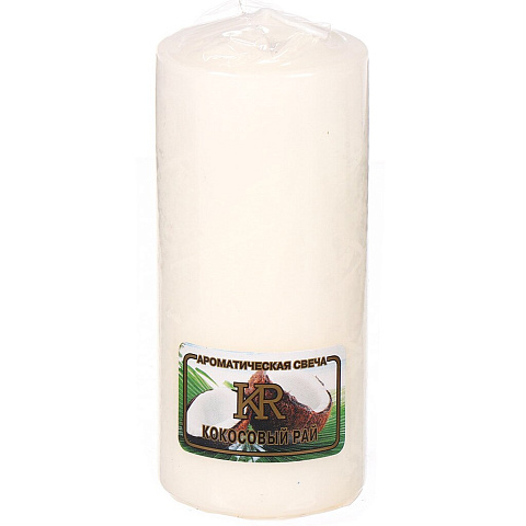 Свеча ароматическая, 12х5 см, столбик, Bartek Candles, Кокосовый рай, 500041