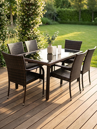 Мебель садовая стол, 57х64х94 см, 6 стульев, стол 57х64х94 см, стул 150х90х74 см, C010251