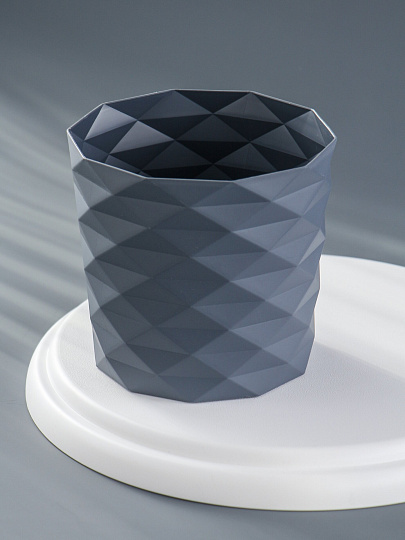 Кашпо пластик, 1.5 л, 14х13 см, серое, La Decoro, Диамант, КШ-3532