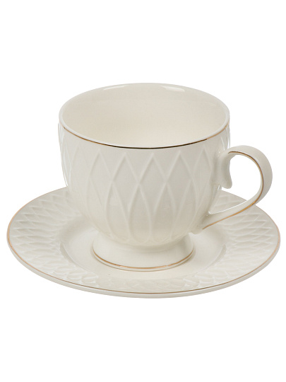 Набор чайный фарфор, 12 предметов, на 6 персон, 230 мл, белый, ТМ Глория, Bonjart, 202508, подарочная упаковка