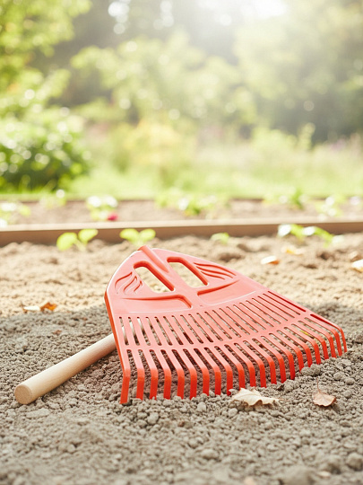 Грабли веерные, 23 зуб, пластик, 50 см, Инструм-Агро, Гардения, оранжевые, 010820