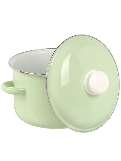 Кастрюля эмалированная сталь, 4 л, крышка сталь, цилиндрическая, Сибирские товары, 9MD201P, салатовая, индукция