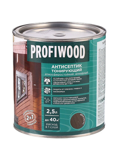 Антисептик Profiwood, для дерева, тонирующий, палисандр, 2.1 кг