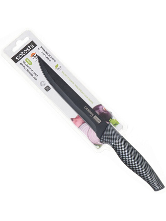 Нож кухонный Satoshi, Carbon, универсальный, сталь, 15 см, рукоятка пластик, 803-072