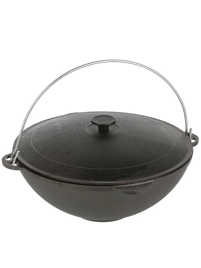 Казан чугун, 8 л, с крышкой, крышка чугун, с дужкой, Гардарика, 1608-3