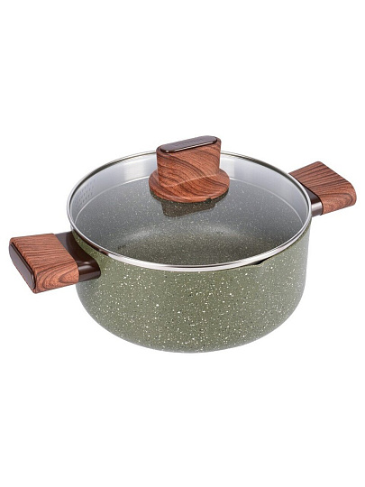 Кастрюля алюминий, антипригарное покрытие, 2.8 л, крышка стекло, Werner, Organic Forest Style, 51457, индукция