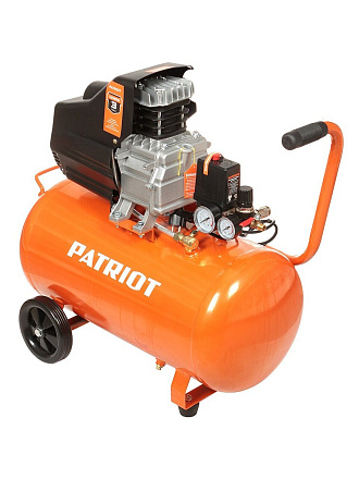 Компрессор масляный, Patriot, Euro 50/260, 1.8 кВт, поршневой, 50 л, 260 л/мин, 8 бар, прямой, 2850 об/мин, выход елочка 8 мм, 525306367
