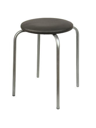 Табурет 310х310х425 мм, темно-серый/серебро, сиденье круглое, на 4-х металлических опорах, Оптима