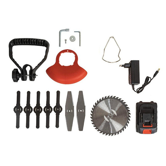 Триммер аккумуляторный, аккумуляторный, Pioneer, BGT-20V20-01, 17825, D-ручка, нож, разборный вал, 20 В