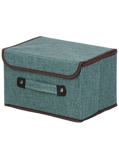 Кофр для хранения, 1 секция, с крышкой, складной, 27х20х16 см, нетканое полотно, с ручкой, с крышкой, зеленый, Y4-7831