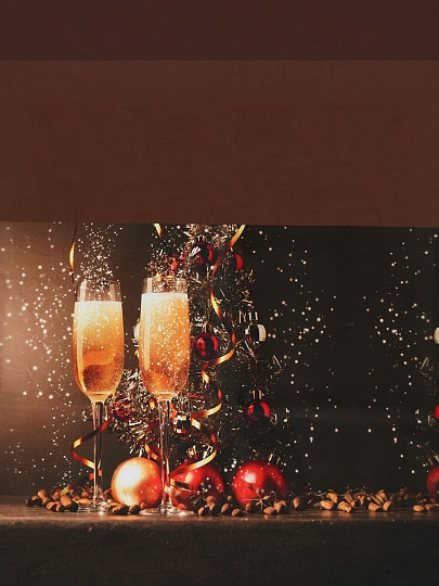 Скатерть 145х180 см, 100% хлопок, 200 г/м2, Бокалы с шампанским, коричневая, AI-2005019