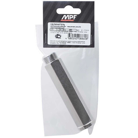 Удлинитель 1/2'', г-ш, никель, латунь, 100 мм, шестигранный, MasterProf