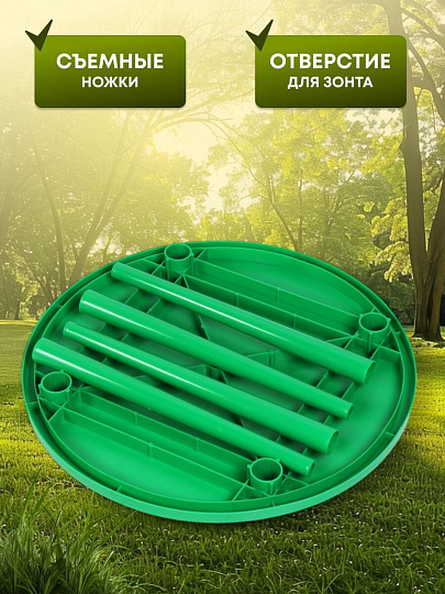 Стол пластик, Стандарт Пластик Групп, 91х91х71 см, круглый, пластиковая столешница, зеленый, 130-0022