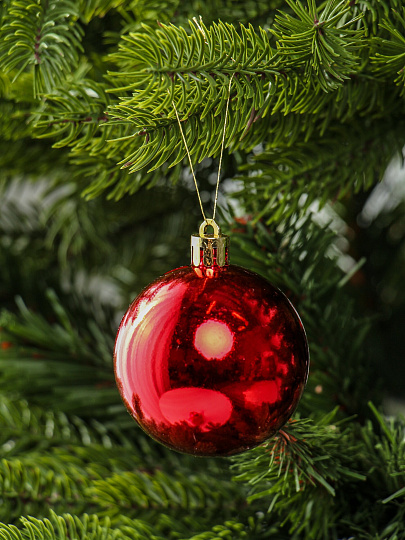 Елочный шар 6 шт, красный, 6 см, пластик, SYQD-0119156R