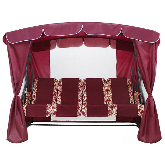 Качели садовые 4-местные, 232х125х195 см, 380 кг, Arno, Оазис Люкс+, раскладываются в кровать, с москитной сеткой, бордовые, 2016-КД-40/Л+, металл