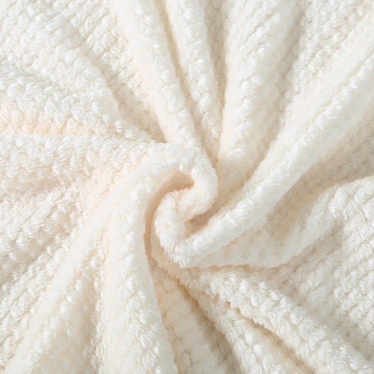 Плед 2-спальный, 180х200 см, велсофт жаккард, 100% полиэстер, Silvano, Popcorn, молочный, 180/016-PPC/CL