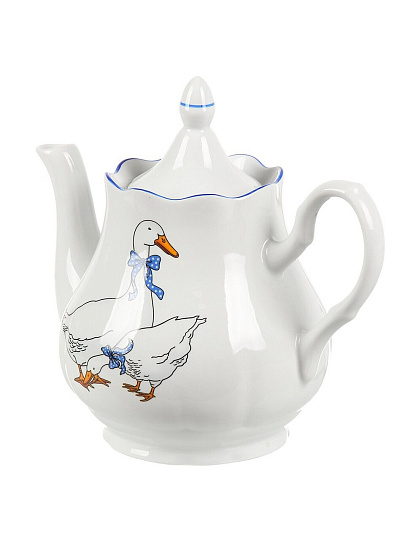 Чайник заварочный фарфор, 1.75 л, Добрушский фарфоровый завод, Гуси, Романс, 3С1777/1Ф34