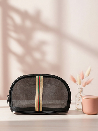 Косметичка 23.5х9.5х16 см, черно-золот, A080083, молния