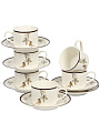 Набор чайный фарфор, 12 предметов, на 6 персон, 250 мл, Jewel, Ботаника, ПС0046-37