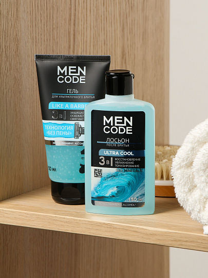 Набор подарочный для мужчин, Men Code, гель для бритья 150мл, лосьон после бритья 150 мл