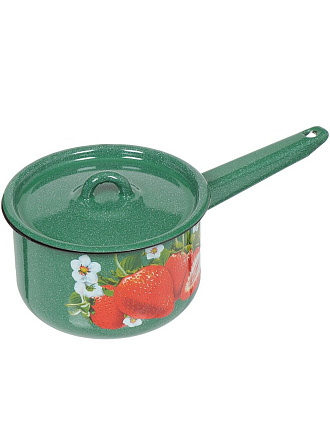 Ковш сталь, эмалированное покрытие, 1.5 л, крышка сталь, стальная ручка, с крышкой, СтальЭмаль, 1с43с, в ассортименте