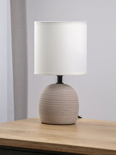 Светильник настольный E14, 40 Вт, коричневый, абажур белый, Rivoli, Sheron, 7044-503, керамика