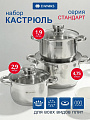 Набор посуды нержавеющая сталь, 6 предметов, кастрюли 1.9,2.9,4.75 л, индукция, Daniks, Стандарт-PR, SD-6-2