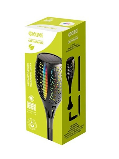 Светильник ландшафтный ФАZА, SLR-S11-RGB, на солнечной батарее, грунтовый, 0.3 Вт, пластик, 9.8х58 см, факел